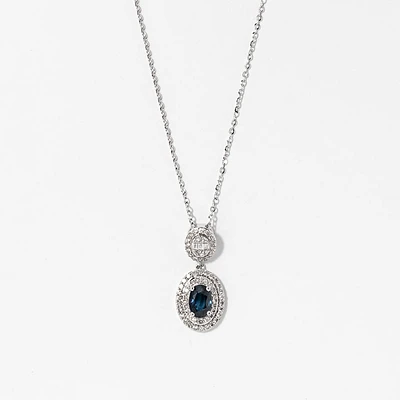 Sapphire Necklace in 10K White Gold