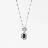 Sapphire Necklace in 10K White Gold