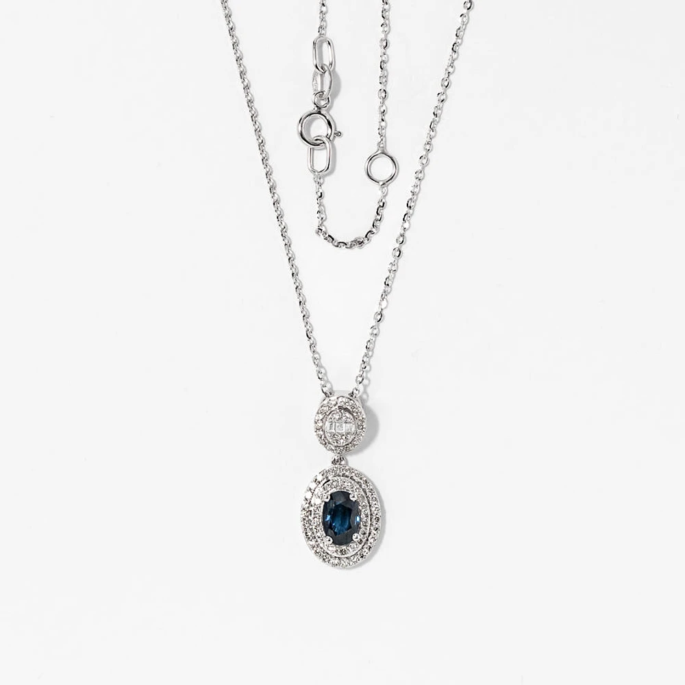 Sapphire Necklace in 10K White Gold