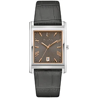 Bulova Men's Sutton Gray Leather Strap Watch | 96B443