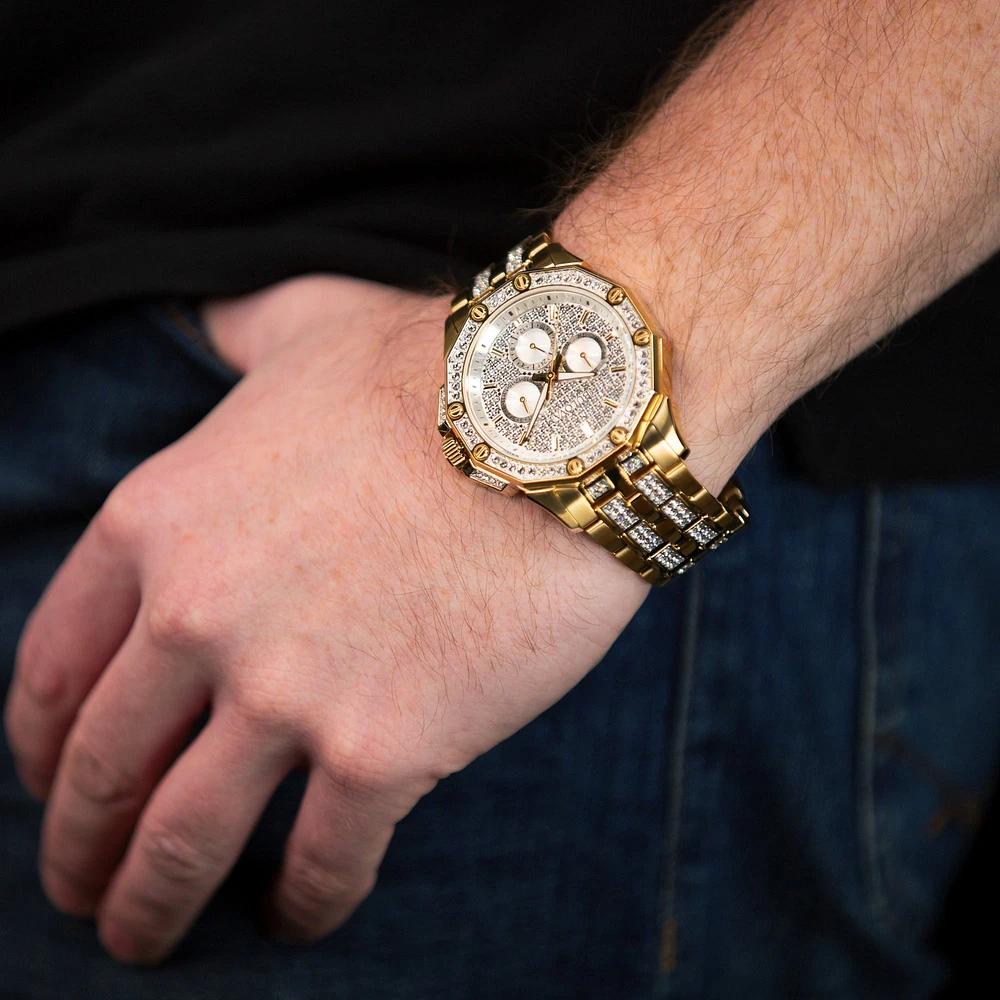 Bulova Men's Yellow Tone Crystal Watch | 98C126
