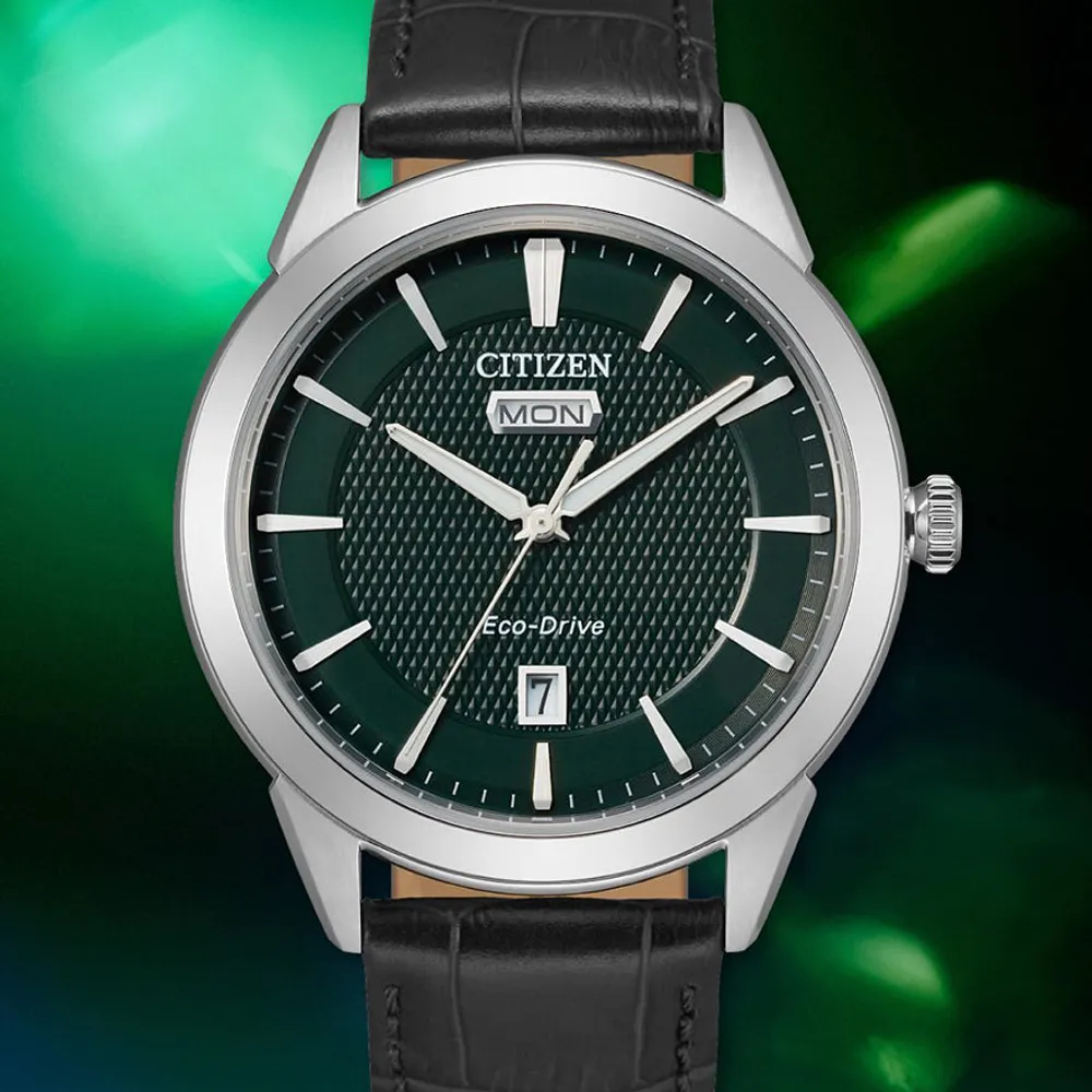 Citizen Corso Men's Eco-Drive Watch With Black Leather Strap | AW0090-