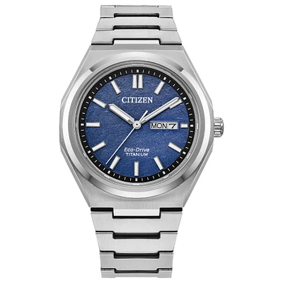 Citizen Eco-Drive Zenshin Three-hand Blue Dial Titanium Watch | AW0130