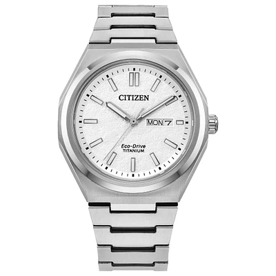 Citizen Eco-Drive Zenshin Three-hand White Dial Titanium Watch | AW013
