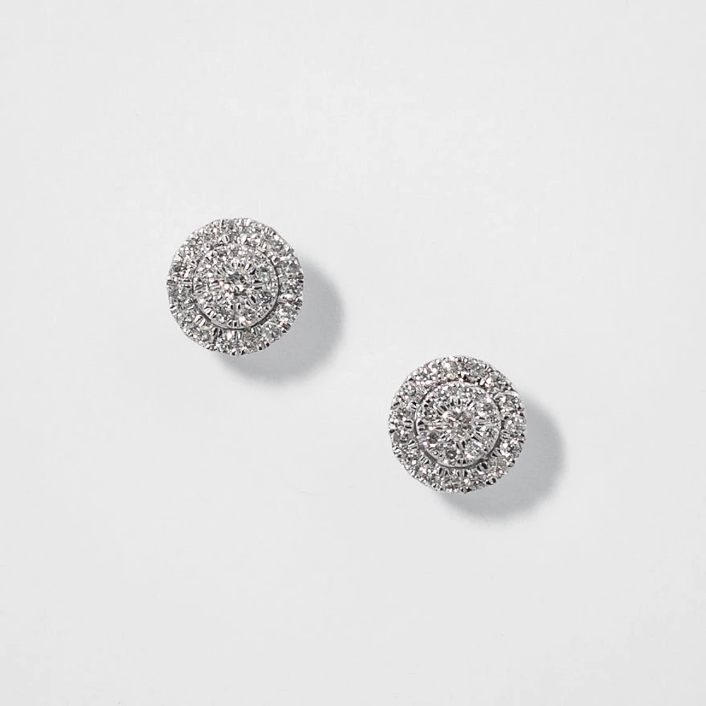 Round Cluster Diamond Stud Earrings in 10K White Gold (0.33 ct tw)
