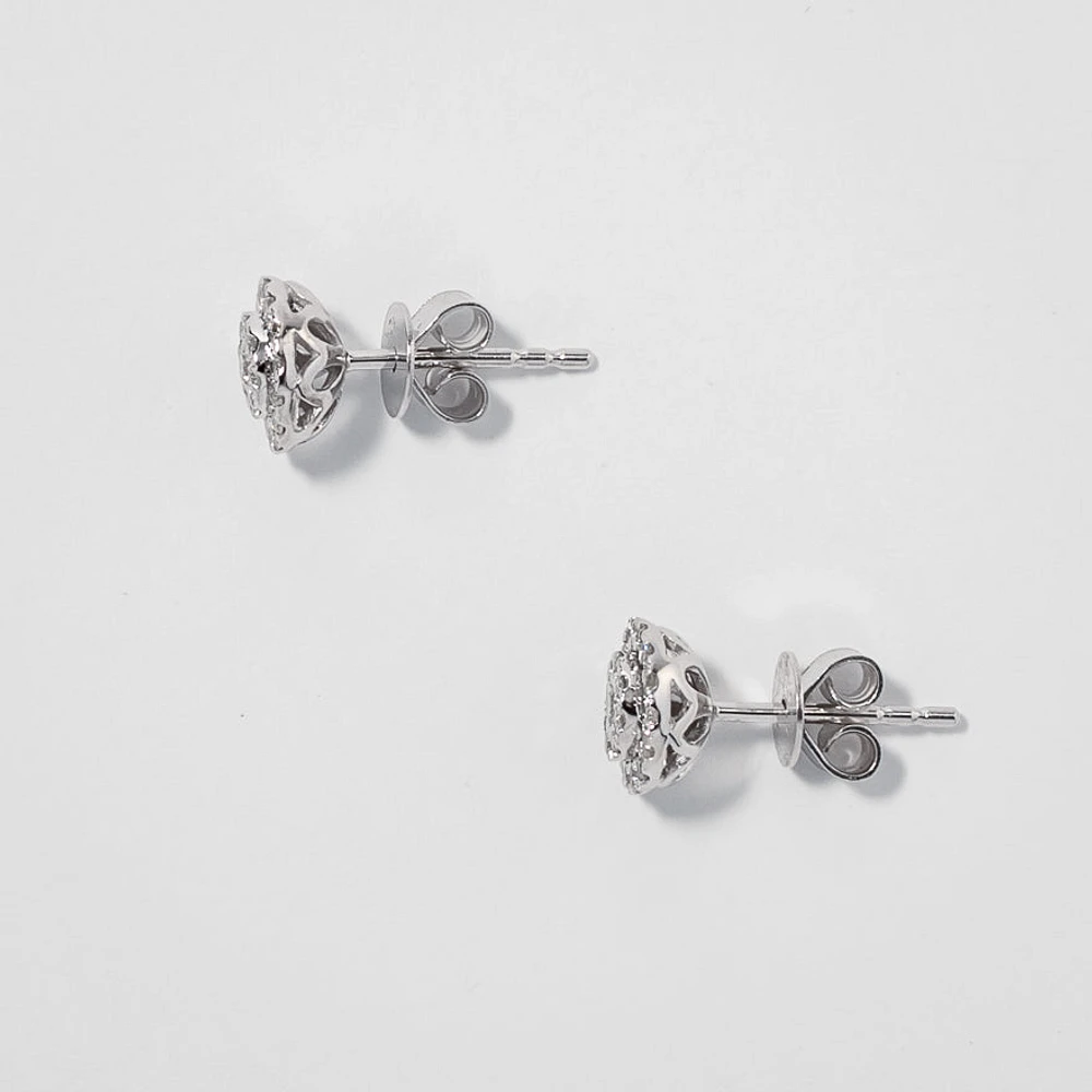 Round Cluster Diamond Stud Earrings in 10K White Gold (0.33 ct tw)