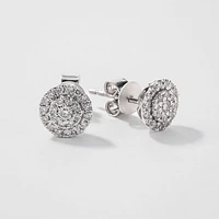Round Cluster Diamond Stud Earrings in 10K White Gold (0.33 ct tw)