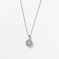 Diamond Cluster Necklace in 10K White Gold with Chain (0.17ct tw)