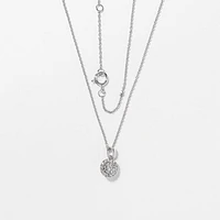 Diamond Cluster Necklace in 10K White Gold with Chain (0.17ct tw)