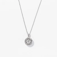 Double Halo Diamond Necklace in 10K White Gold with Chain (0.38ct tw)