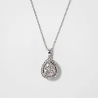 Pear Shaped Diamond Cluster Necklace in 10K White Gold (0.35ct tw)