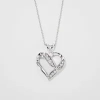 Diamond Cluster Heart Shaped Pendant in 10K White Gold (0.06 ct tw)