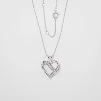 Diamond Cluster Heart Shaped Pendant in 10K White Gold (0.06 ct tw)