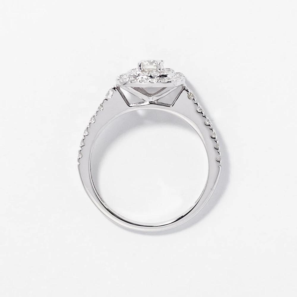 Double Halo Diamond Ring 14K White Gold (0.74ct tw)