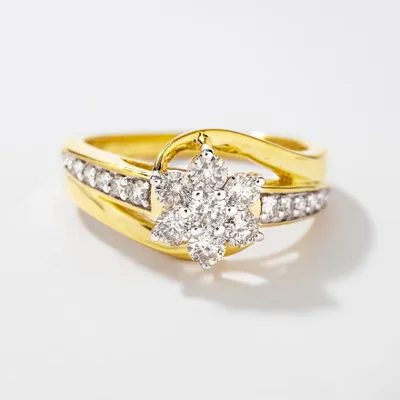 Flower Cluster Diamond Ring 10K Yellow Gold (0.62ct tw)