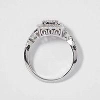 Halo Diamond Cluster Engagement Ring 10K White Gold (0.80ct tw)