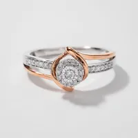 Petite Cluster Centre Ring 10K White and Rose Gold (0.15ct tw)