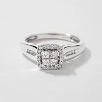 Diamond Halo Cluster Ring 10K White and Rose Gold (0.25ct tw)