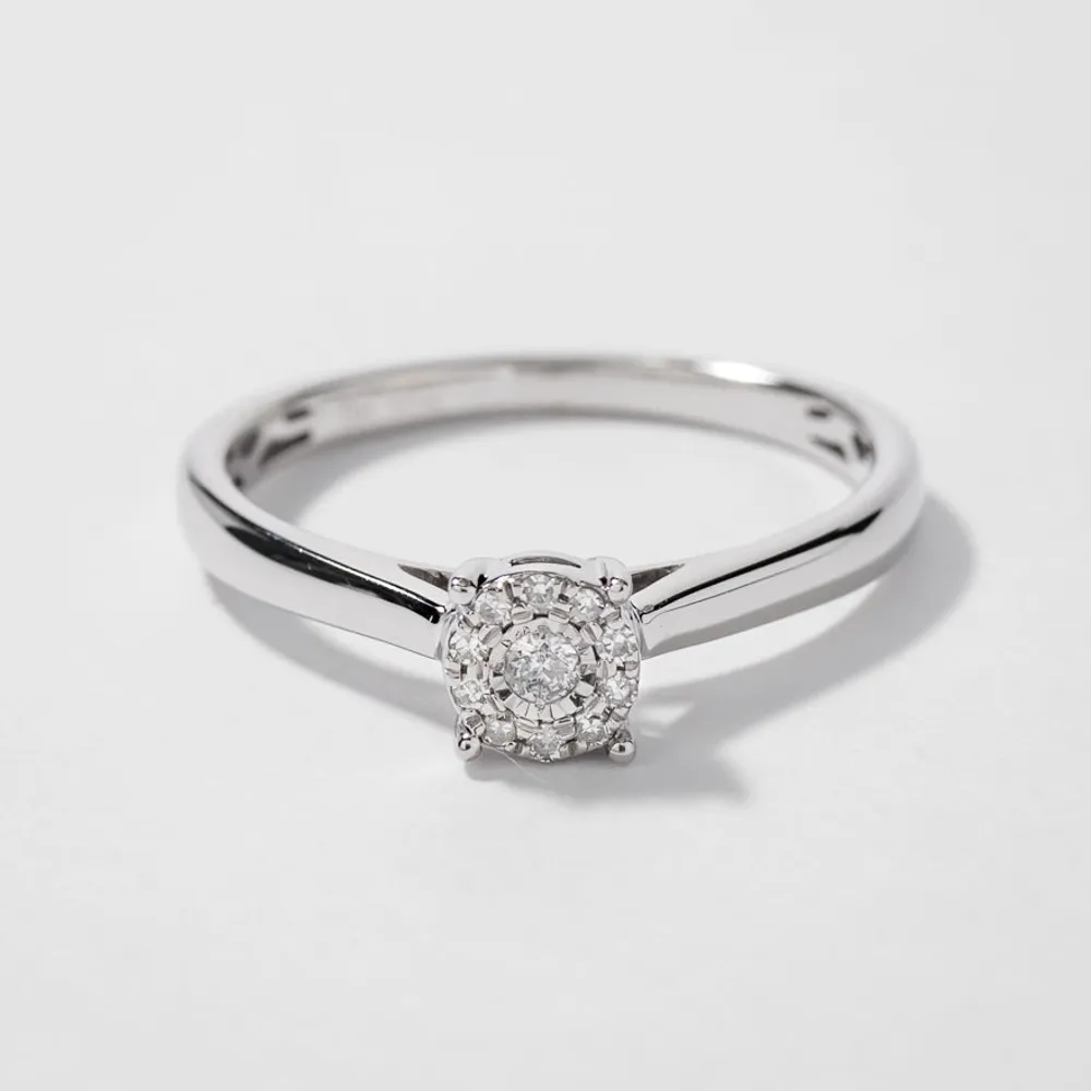 Ann Louise White Gold Diamond Cluster Promise Ring (0.05 ct tw)