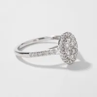 Oval Diamond Cluster Ring 10K White Gold (0.40ct tw)