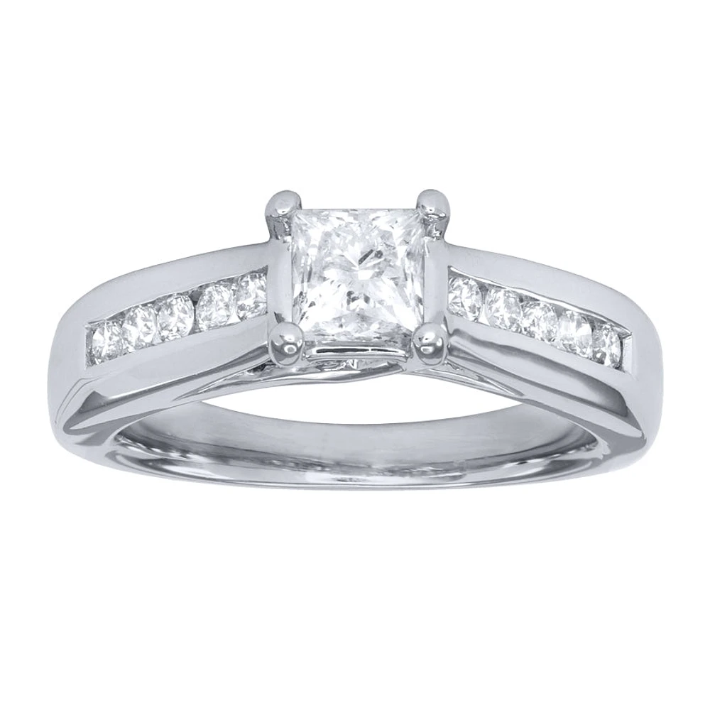 Princess Cut Diamond Engagement Ring 14K White Gold (1.00 ct tw)