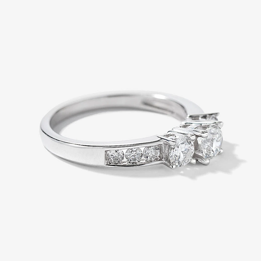 Three-Stone Diamond Engagement Ring 10K Gold (0.95 ct tw