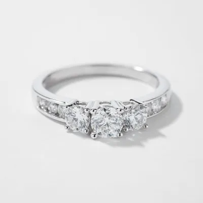 Three-Stone Diamond Engagement Ring 10K White Gold (0.95 ct tw)
