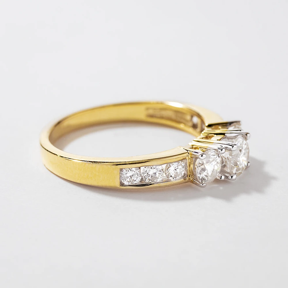 Three-Stone Diamond Engagement Ring 10K Gold (0.95 ct tw