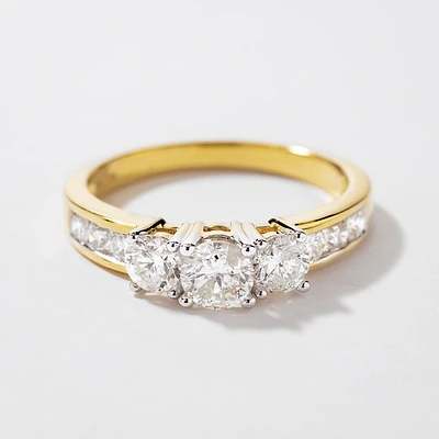 Three-Stone Diamond Engagement Ring 10K Gold (0.95 ct tw
