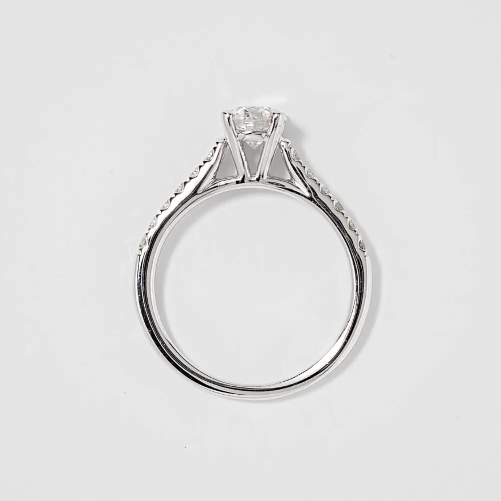 Diamond Accented Engagement Ring 14K White Gold (1.00ct tw)