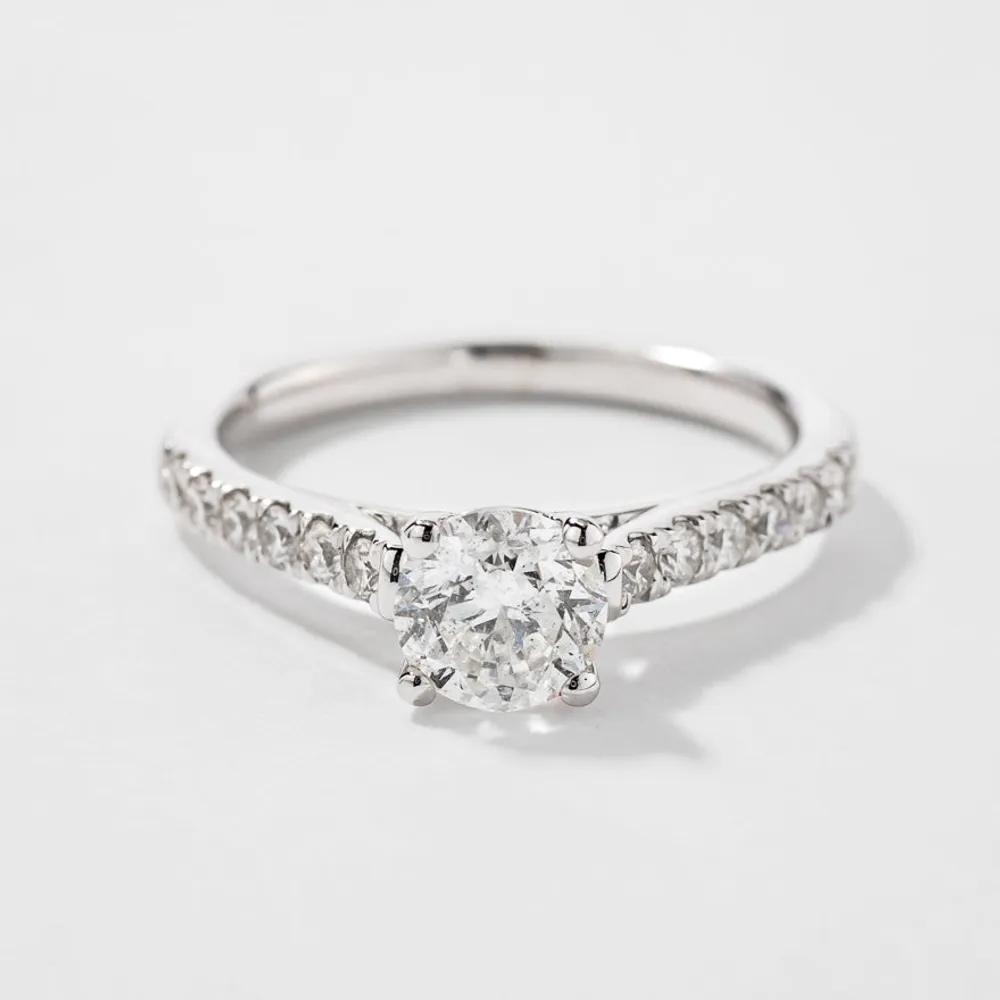 Diamond Accented Engagement Ring 14K White Gold (1.00ct tw)