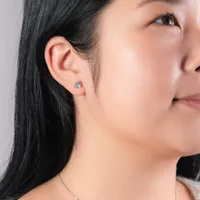 Heart Shape Aquamarine Stud Earrings in 14K White Gold