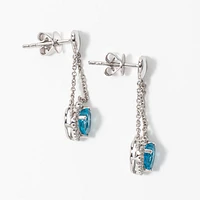 Heart Shape Blue Topaz Earrings in 10K White Gold