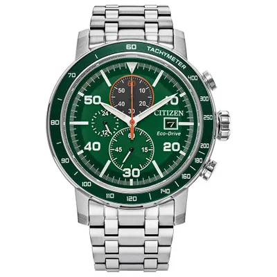Citizen Eco-Drive Brycen Men's Chronograph Watch Green Dial 44mm | CA0