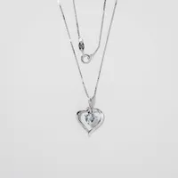 Heart Shaped Aquamarine Diamond Necklace in 10K White Gold