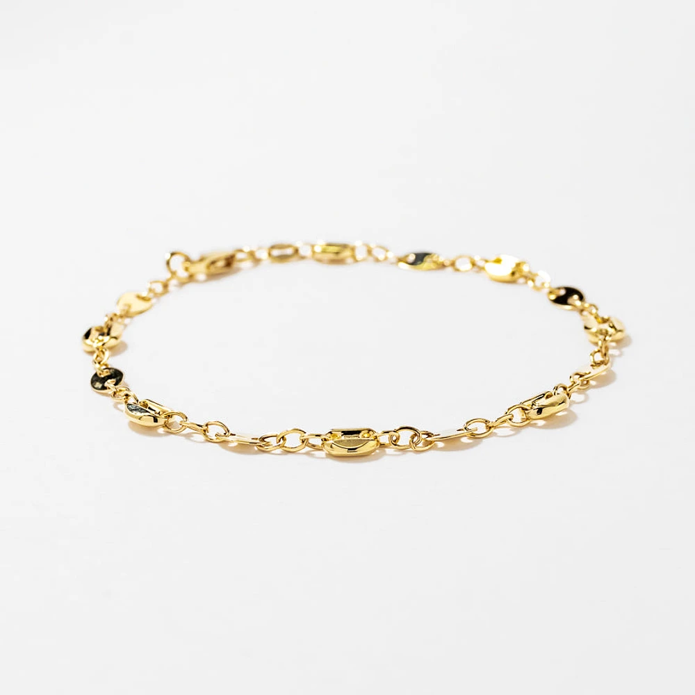 Puff Mariner Bracelet in 10K Yellow Gold