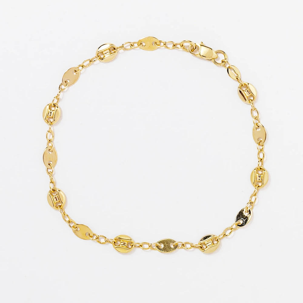 Puff Mariner Bracelet in 10K Yellow Gold