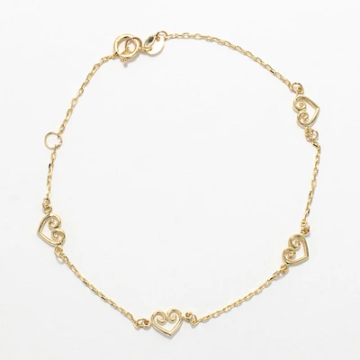 Heart Bracelet in 10K Yellow Gold