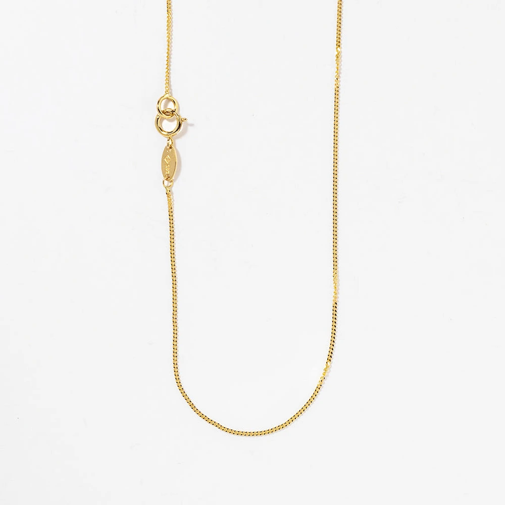 14K Yellow Gold 0.80mm Curb Chain (18")