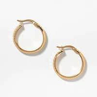 Domed Checkered Hoop Earrings in 10K Yellow Gold