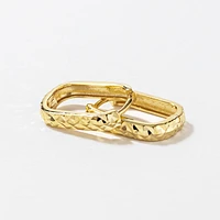 Diamond Cut Oval Huggie Earrings in 10K Yellow Gold