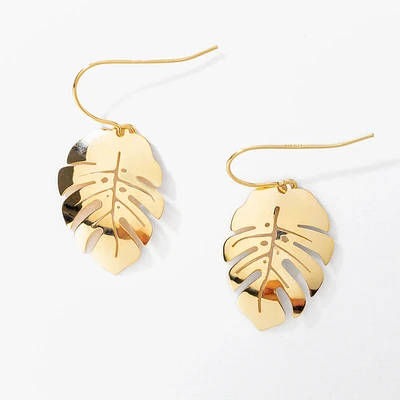 Dangling Leaf Earrings in 10K Yellow Gold