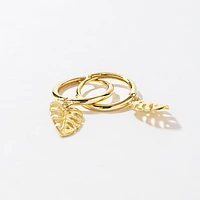 Leaf Hoop Earrings in 10K Yellow Gold