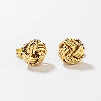 Love Knot Stud Earrings in 10K Yellow Gold