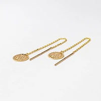 Round Lattice Pull Through Earrings in 10K Yellow Gold