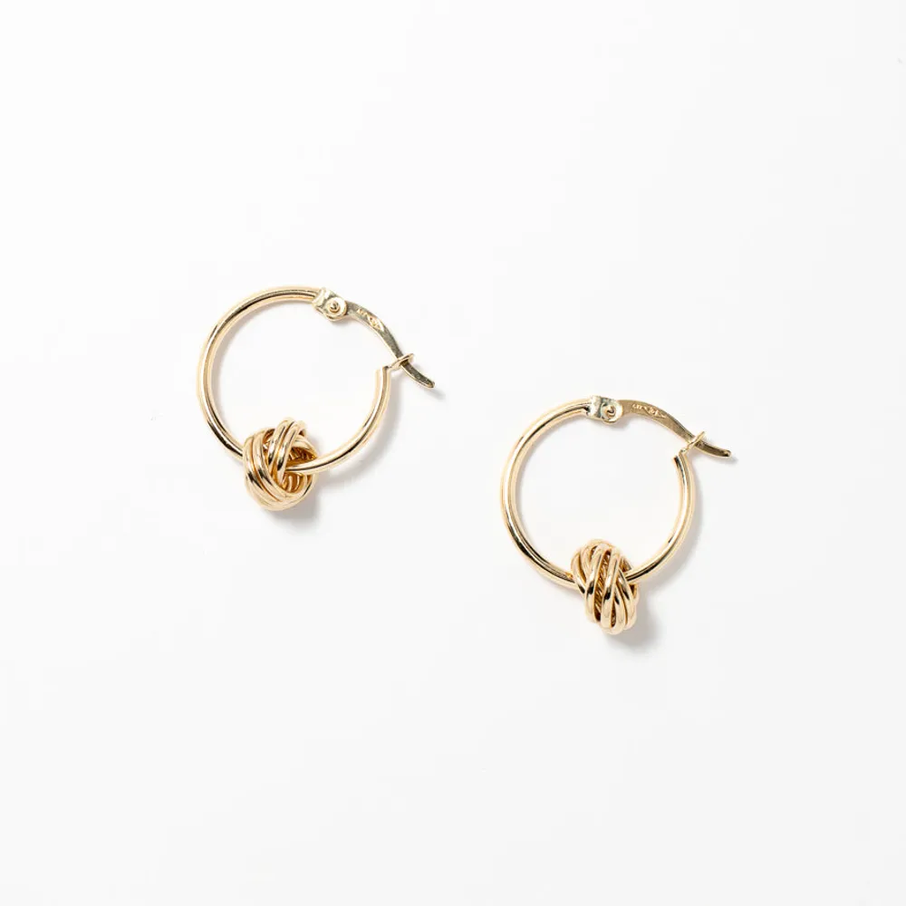 Love Knot Hoop Earrings in 10K Yellow Gold