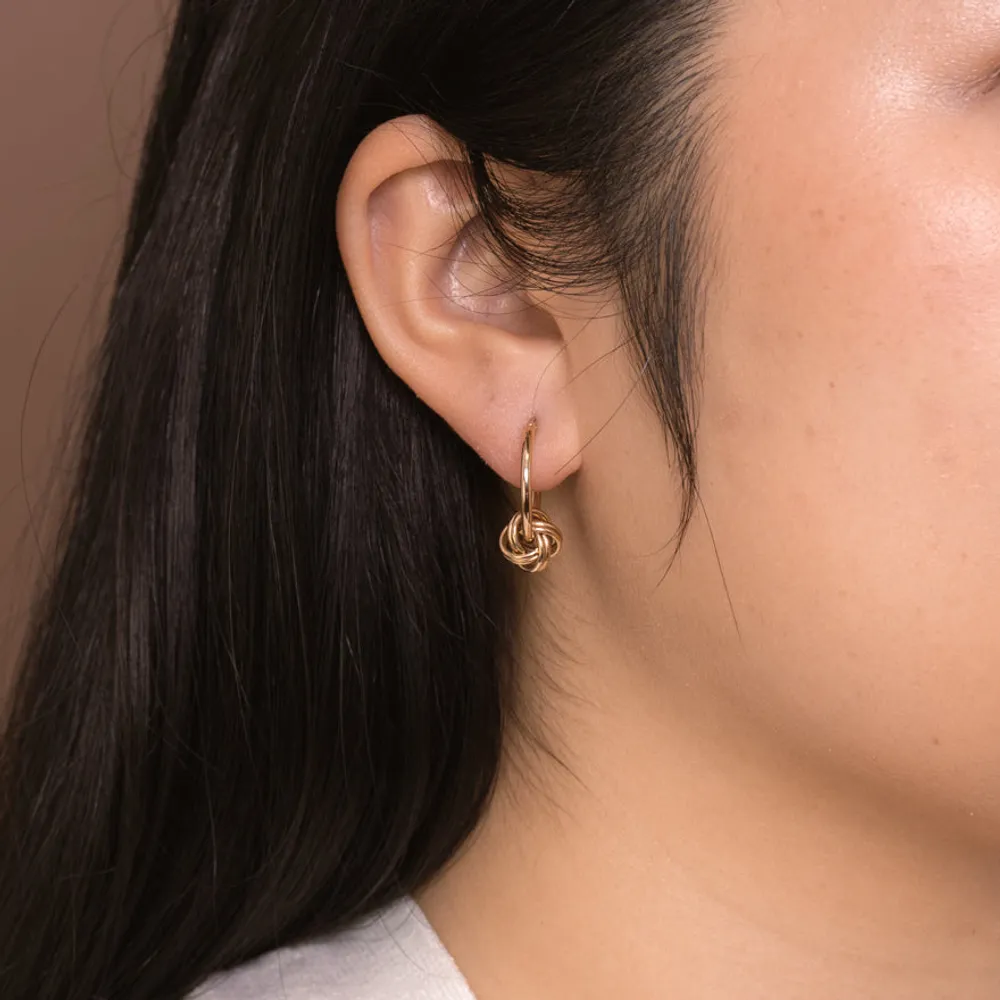 Love Knot Hoop Earrings in 10K Yellow Gold