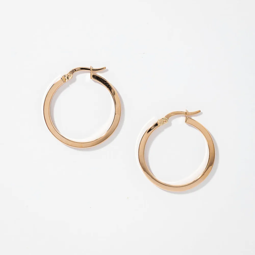 Square Tube Hoop Earrings in 14K Yellow Gold