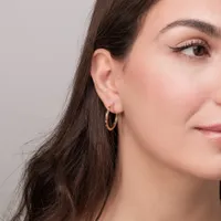 Square Tube Hoop Earrings in 14K Yellow Gold