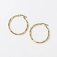 Wavy Hoop Earrings in 10K Yellow Gold